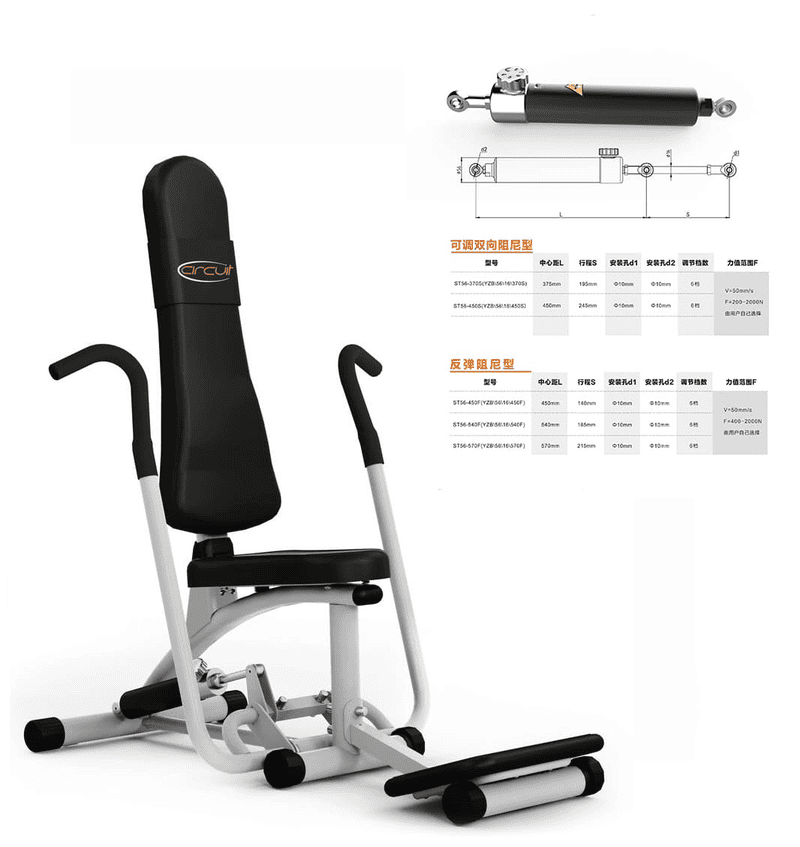 Hydraulische cilinder voor fitnessapparatuur