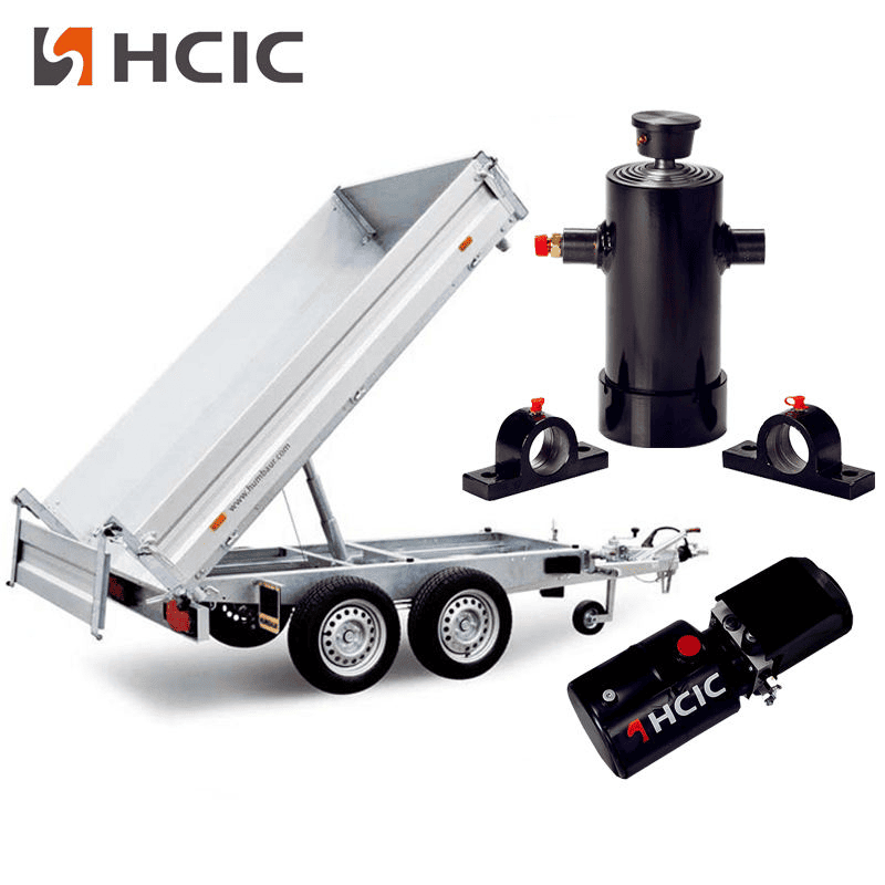 Telescopische hydraulische cilinder aan de onderkant voor dumptrailers